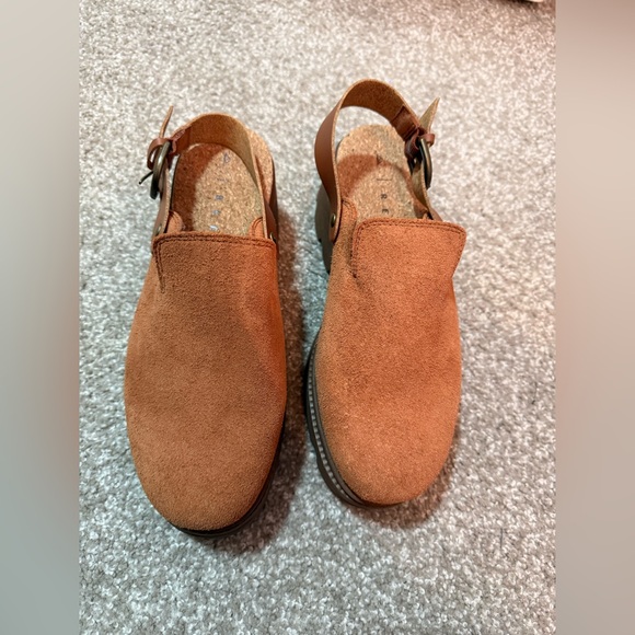 Suede Platform Clog Sandals Chunky Heel | Brown | Size 9 - Picture 5 of 6